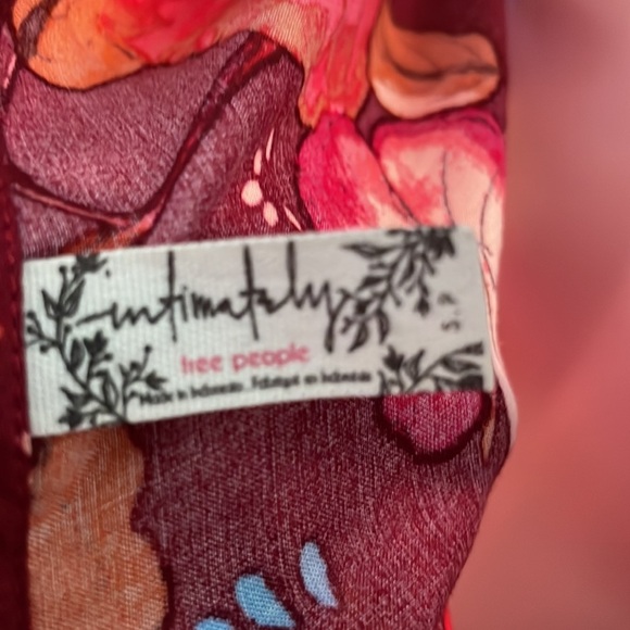 Intimately Free People Burgundy Red Floral High Neck Sleeveless Mini Dress - Picture 7 of 8